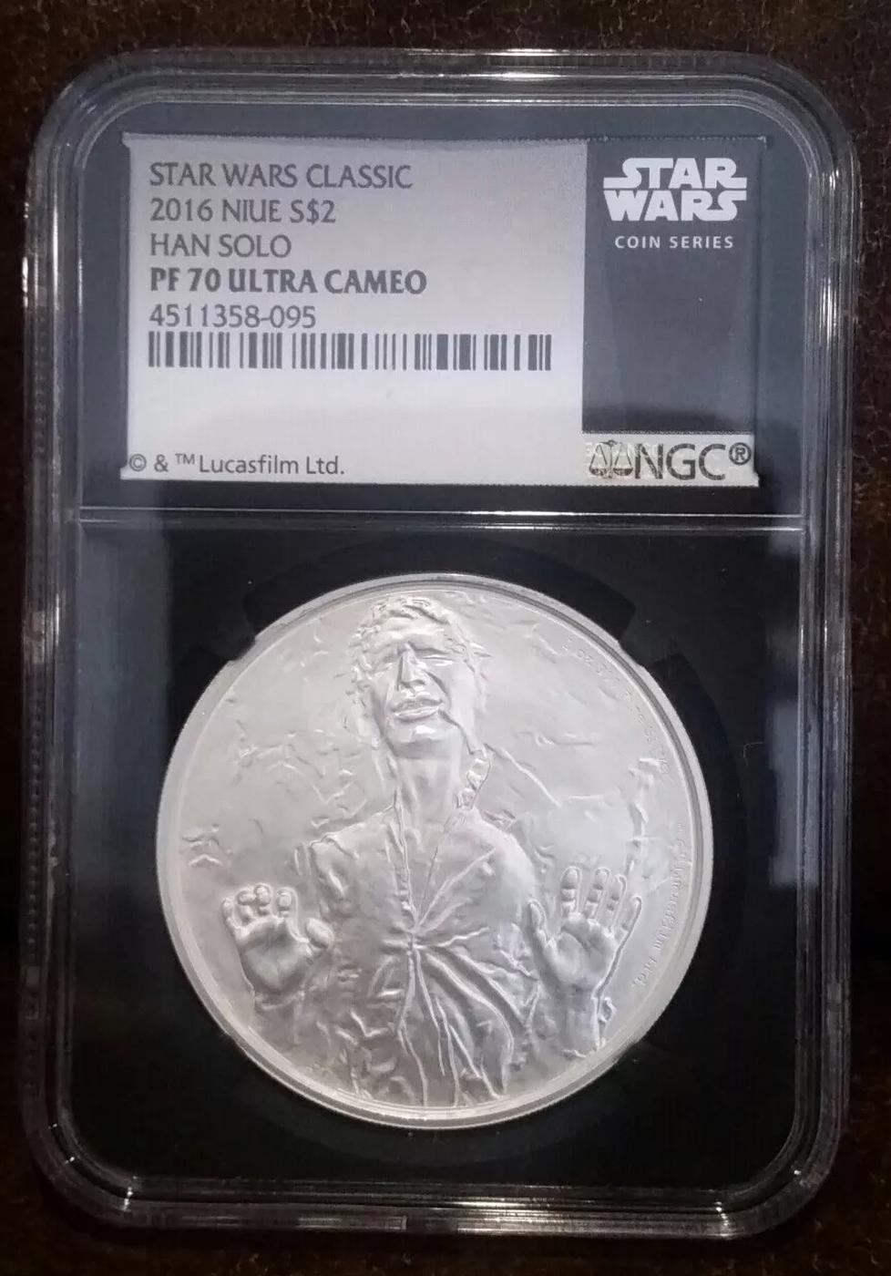 NGC NGC 2016 Star Wars Classic Han Solo 1oz Silver $2 Australlian Tuvalu Proof pr70 dcam NGC Other T