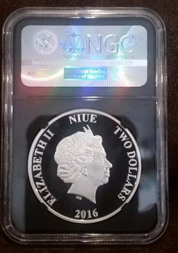 NGC NGC 2016 Star Wars Classic Han Solo 1oz Silver $2 Australlian Tuvalu Proof pr70 dcam NGC Other T