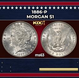 1886-p Morgan Dollar $1 Grades ms63