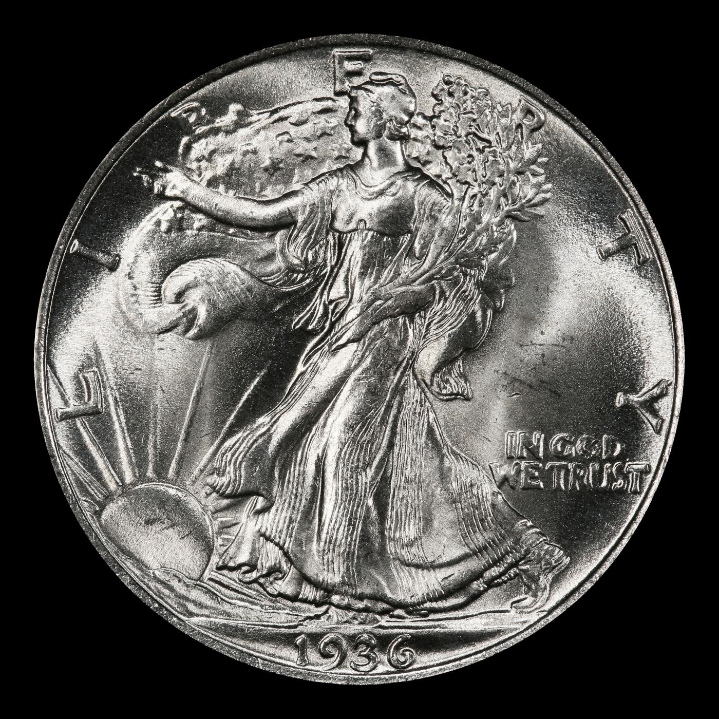 1936-p Walking Liberty Half Dollar Near Top Pop 50c ms67 SEGS