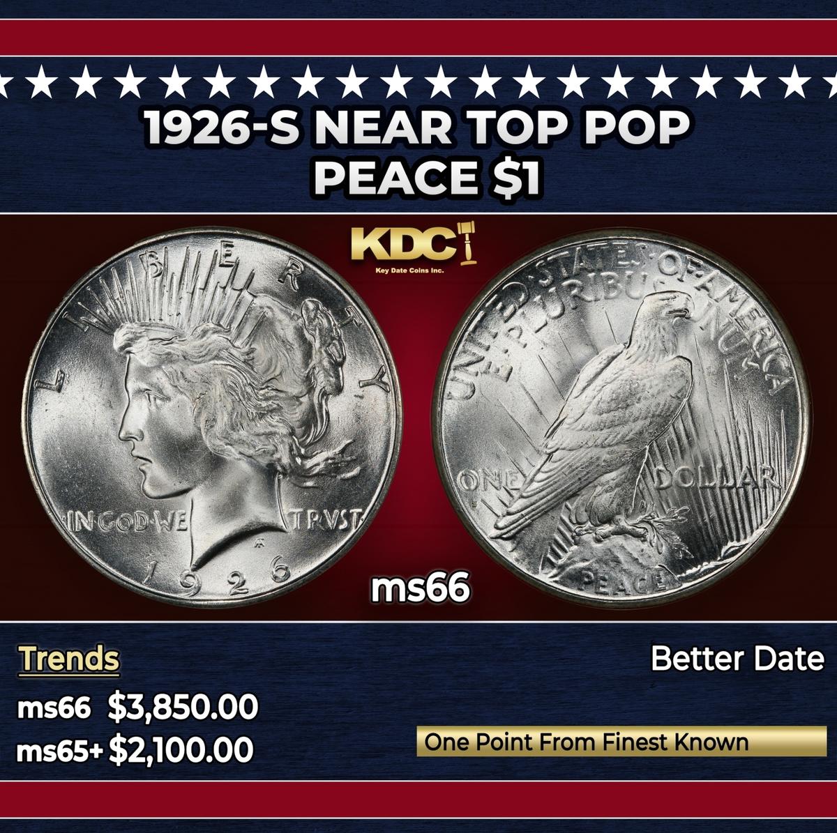 1926-s Peace Dollar Near Top Pop $1 ms66 SEGS