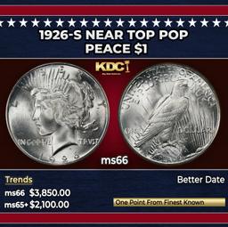 1926-s Peace Dollar Near Top Pop $1 ms66 SEGS