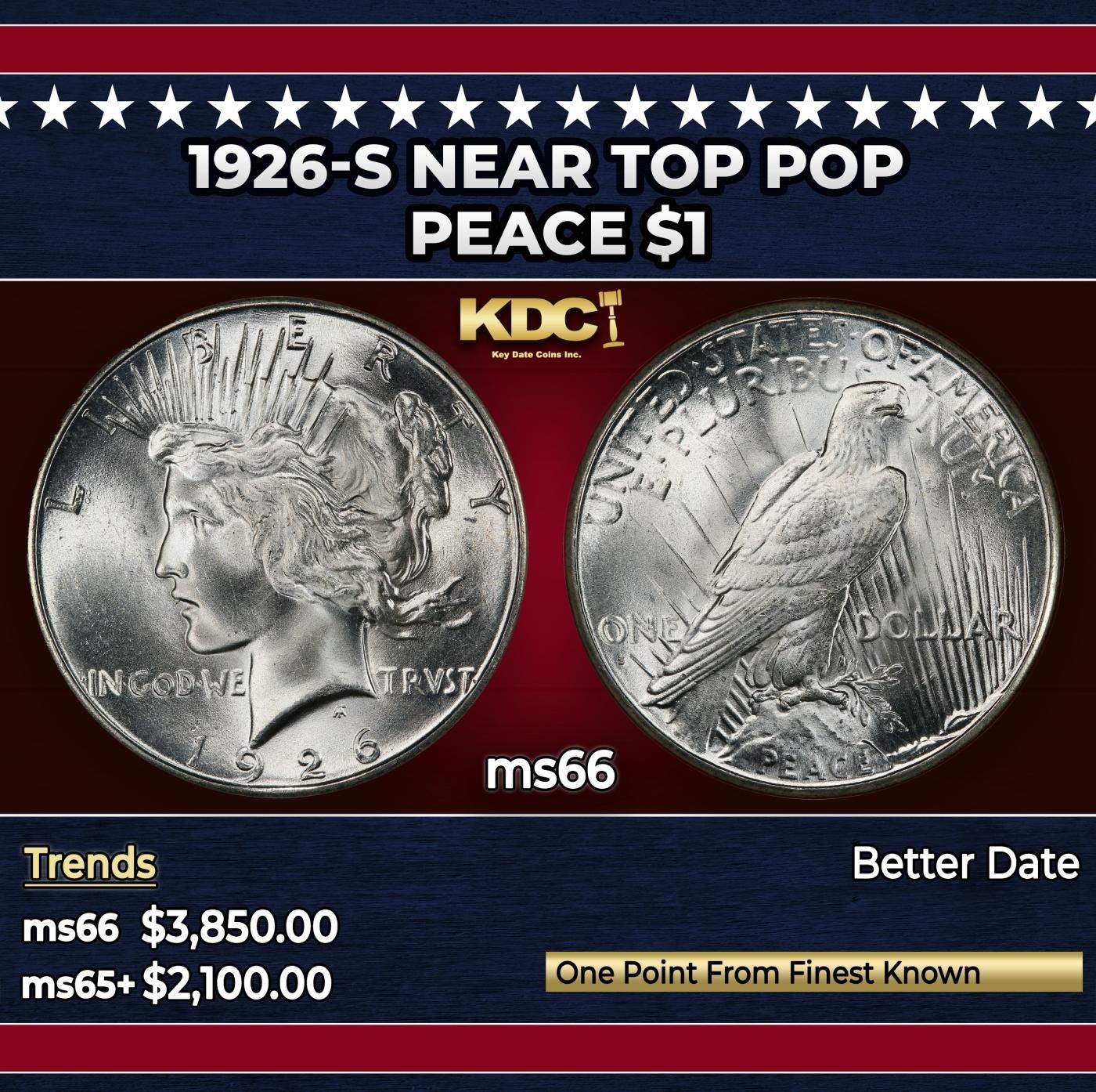 1926-s Peace Dollar Near Top Pop $1 ms66 SEGS