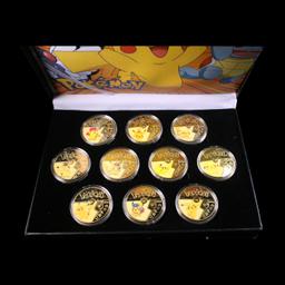 12 Coin Pokemon - Picachu - Gold Plated Round Collection