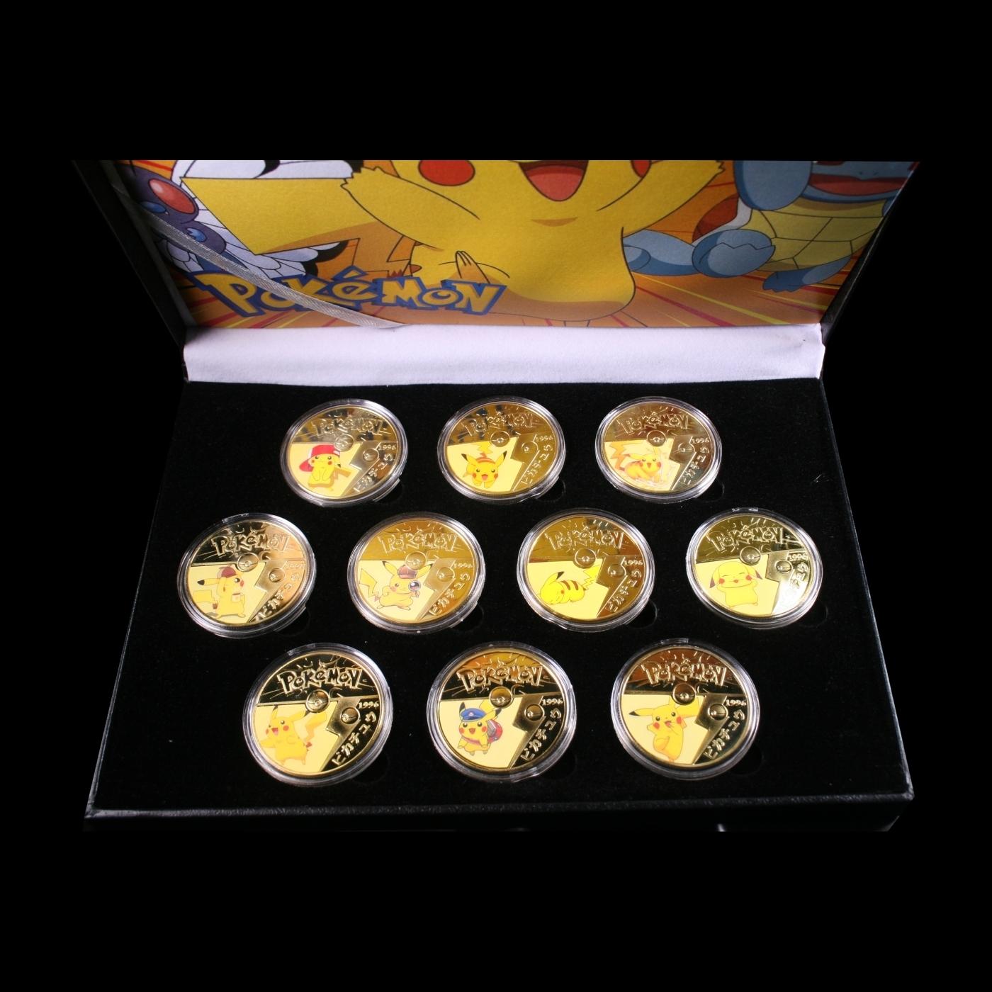 12 Coin Pokemon - Picachu - Gold Plated Round Collection