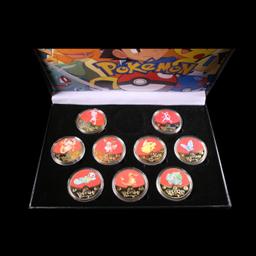 9 Coin Pokemon Gold Plated Round Collection