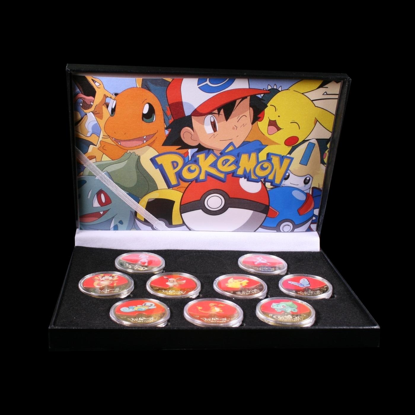 9 Coin Pokemon Gold Plated Round Collection