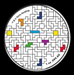 Tetris Art Style - 1 oz Silver Round Round