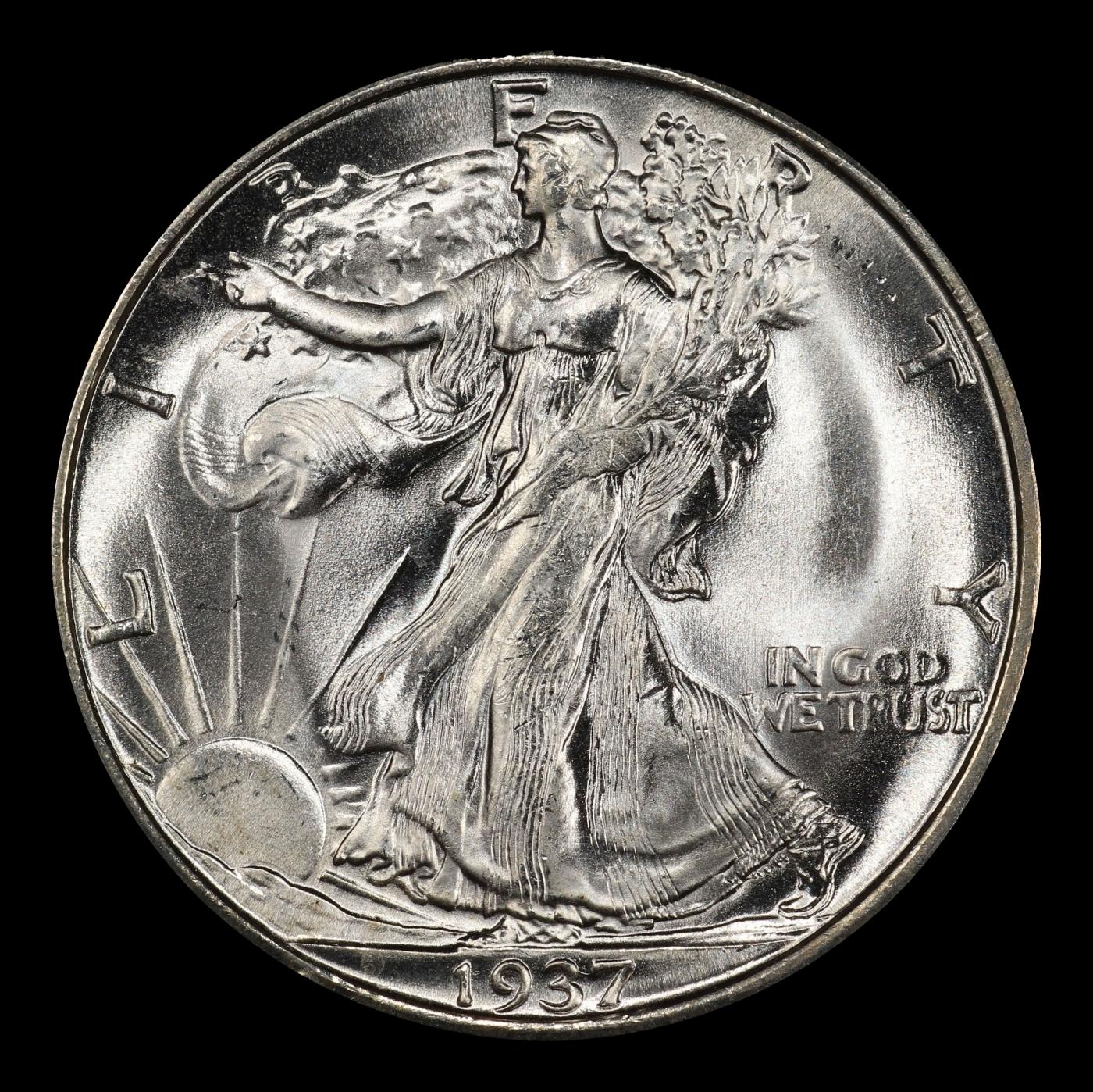 1937-s Walking Liberty Half Dollar Near Top Pop 50c ms66+ SEGS