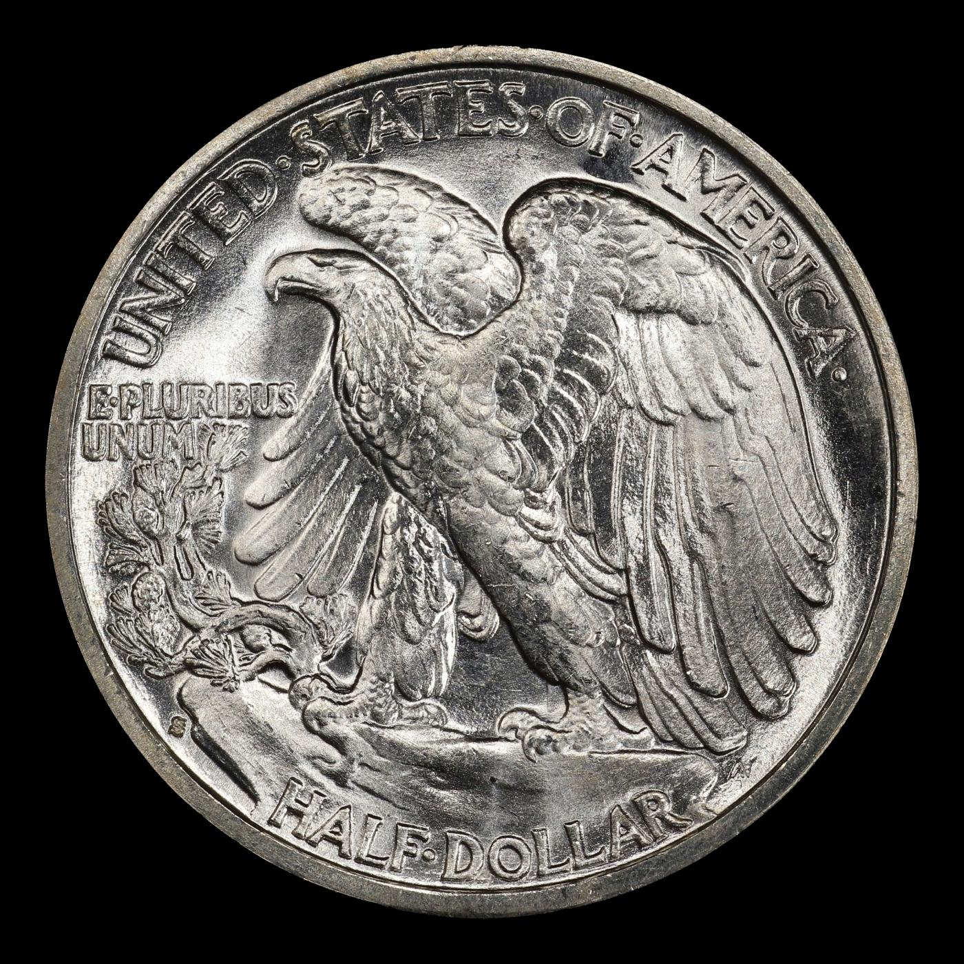 1937-s Walking Liberty Half Dollar Near Top Pop 50c ms66+ SEGS