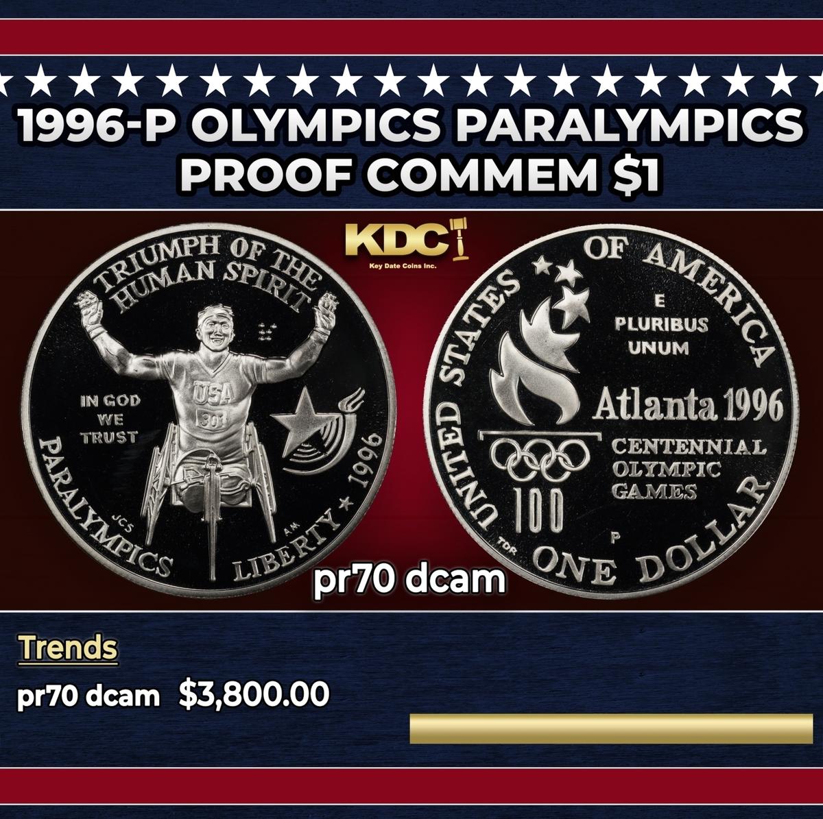 1996-p Olympics Paralympics Proof Modern Commem Dollar $1 pr70 dcam SEGS