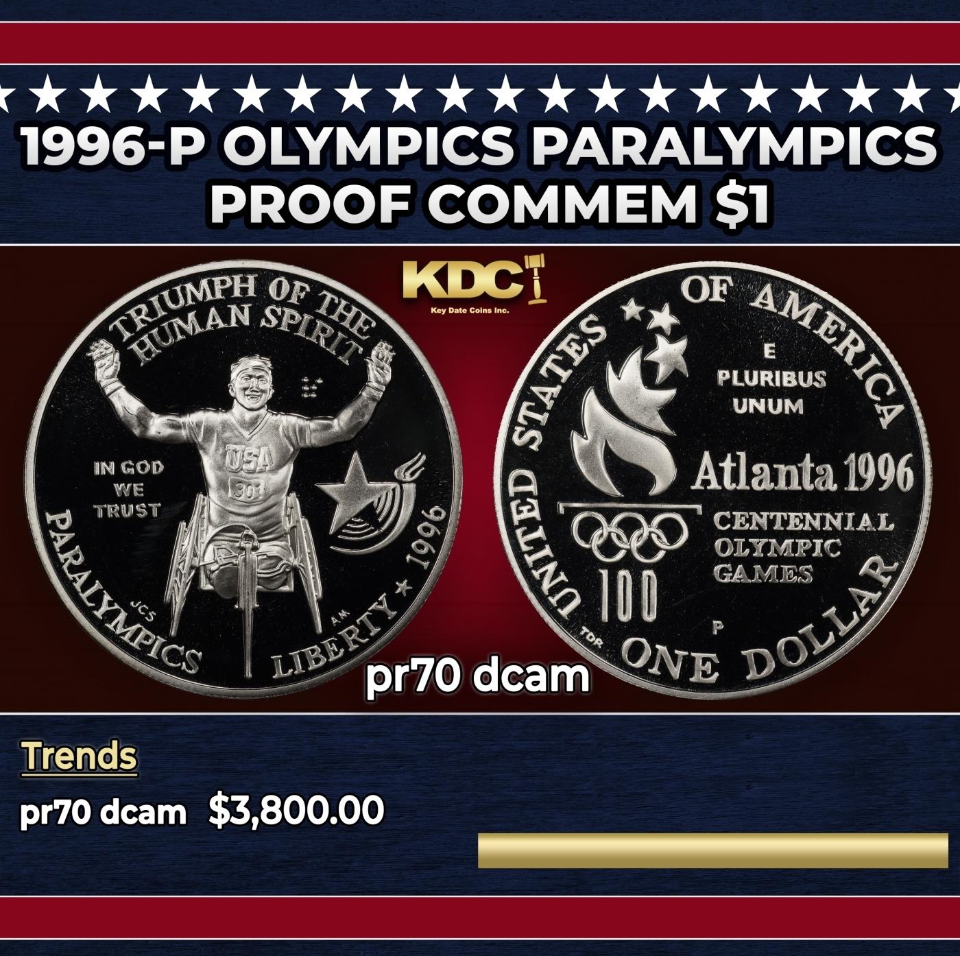 1996-p Olympics Paralympics Proof Modern Commem Dollar $1 pr70 dcam SEGS