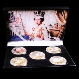 5 Coin Queen Elizabeth II Gold Plated Round Collection A