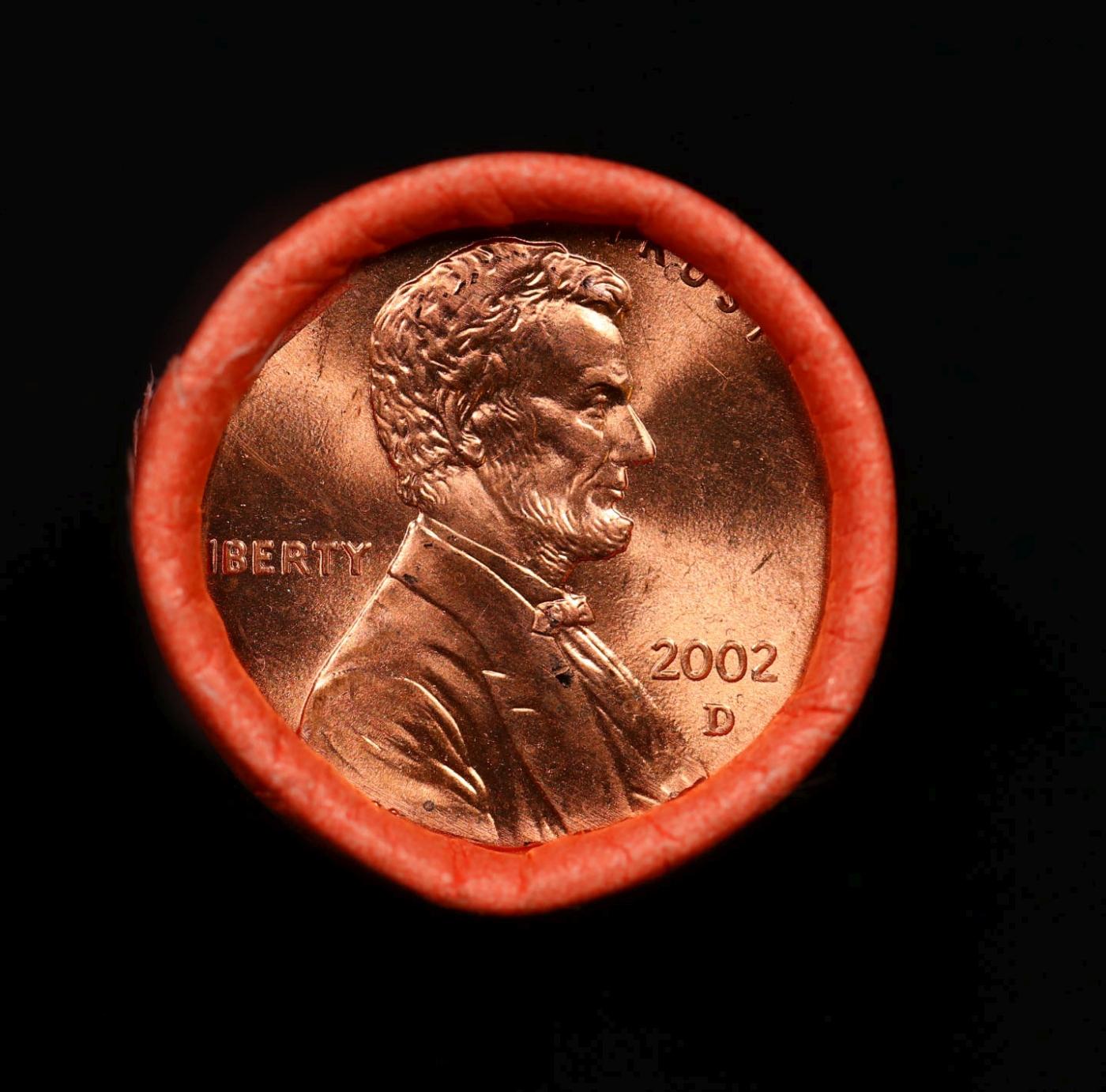 BU Shotgun Lincoln 1c roll, 2002-d 50 pcs Bank Wrapper 50c