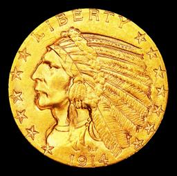 1914-d Gold Indian Half Eagle $5 ms63 USCG