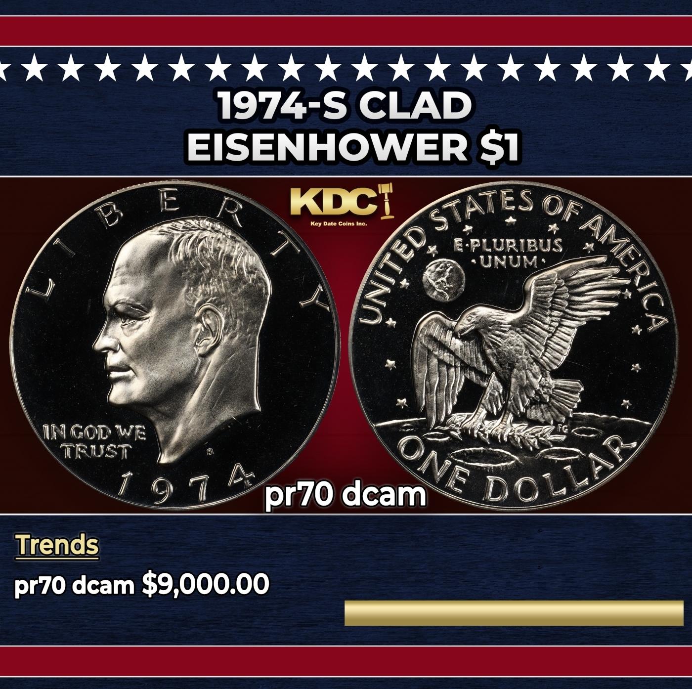 1974-s Clad Proof Eisenhower Dollar $1 pr70 dcam SEGS