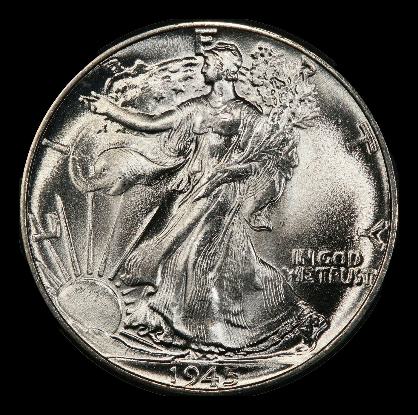 1945-p Walking Liberty Half Dollar Near Top Pop 50c ms67+ SEGS