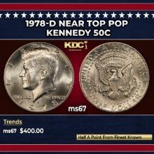 1978-d Kennedy Half Dollar Near Top Pop 50c ms67 SEGS