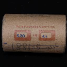 Full solid date 1881-s Uncirculated Morgan silver dollar roll, 20 coins