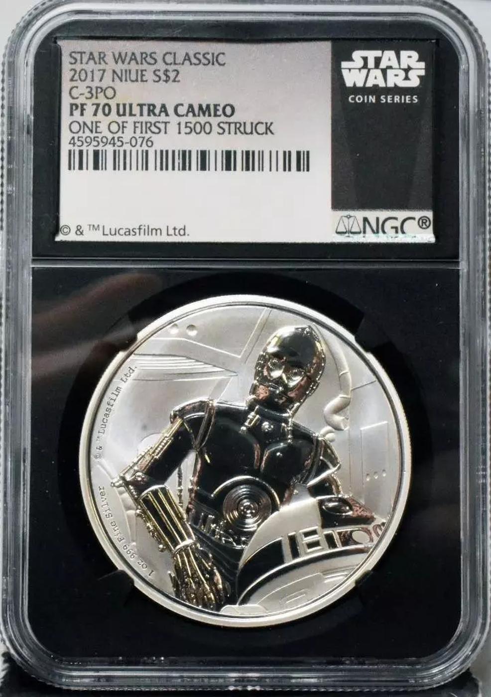 NGC NGC 2017 Star Wars Classic C-3P0 1oz Silver $2 Australlian Tuvalu Proof pr70 dcam NGC Other Toy