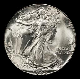 1945-d Walking Liberty Half Dollar Near Top Pop 50c ms67+ SEGS