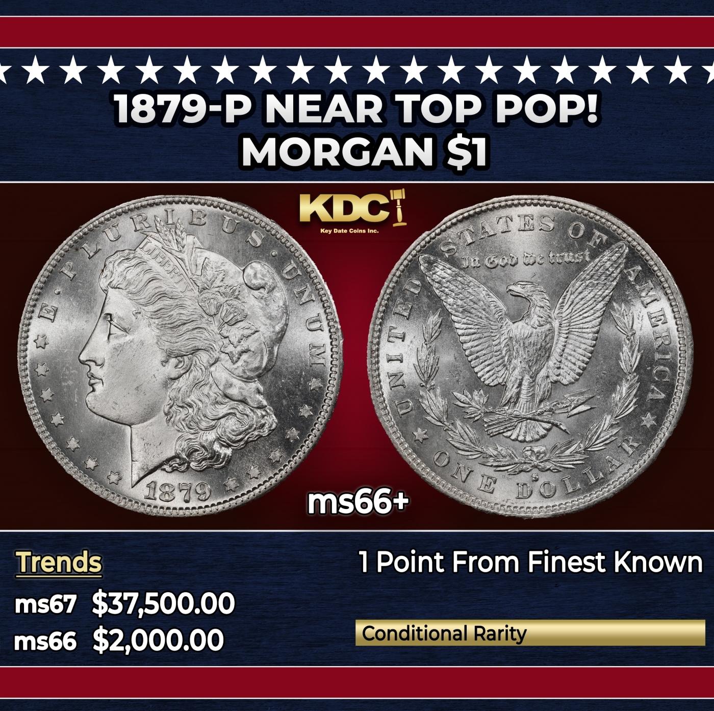 1879-p Morgan Dollar Near Top Pop! $1 ms66+ SEGS