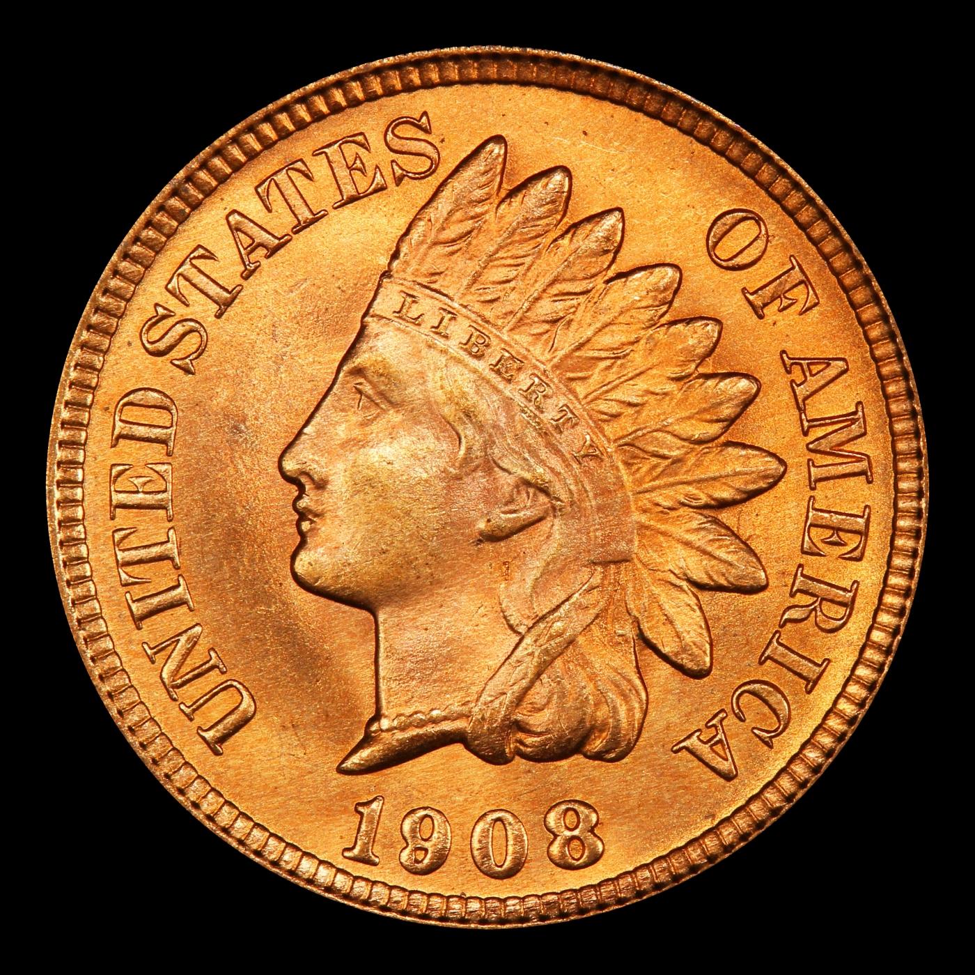 1908 Indian Cent Near Top Pop! 1c ms66+ rd SEGS