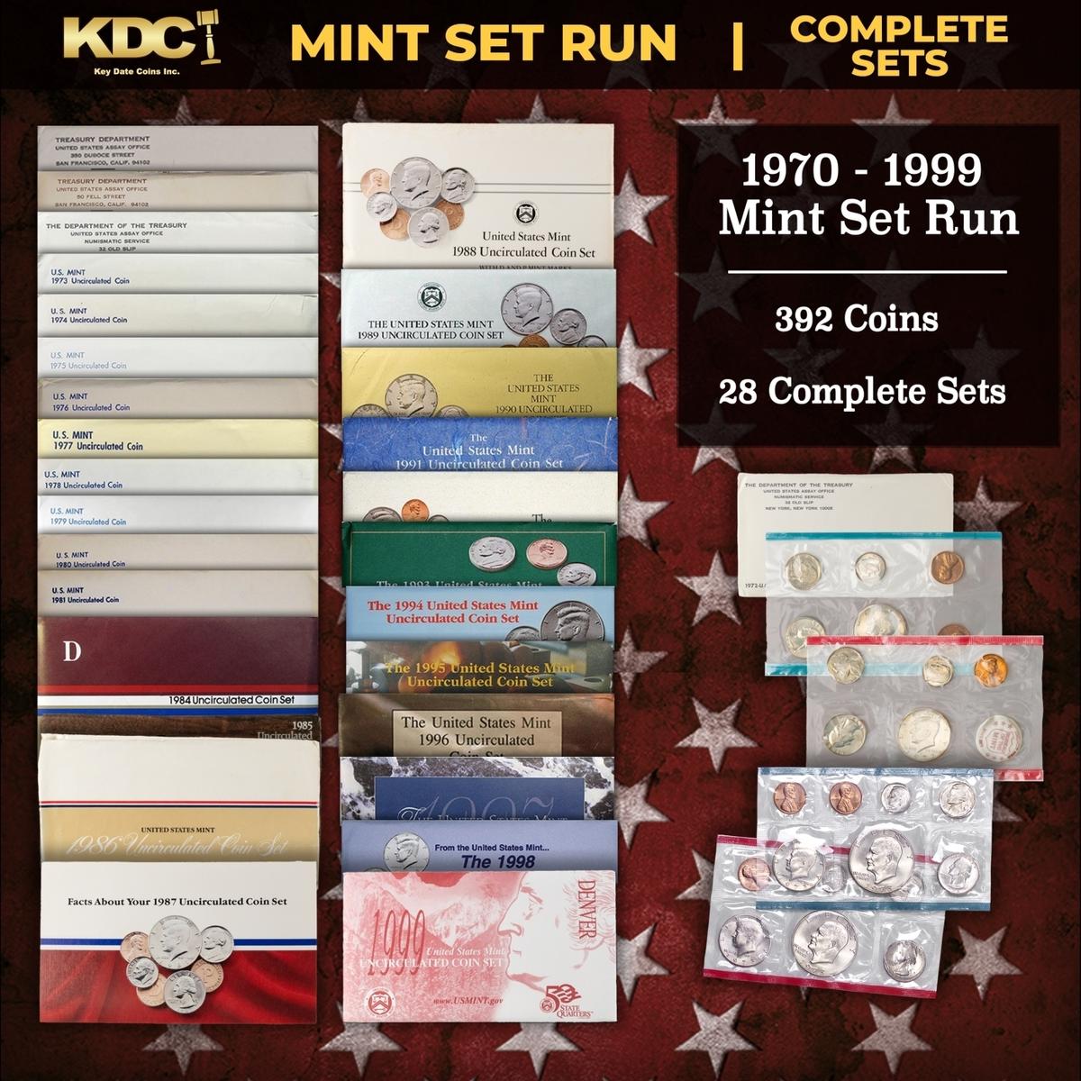 1970-1999 Mint Set Run 392 Coins 28 Complete Sets Includes All Ike Years