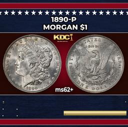 1890-p Morgan Dollar $1 Grades ms62+