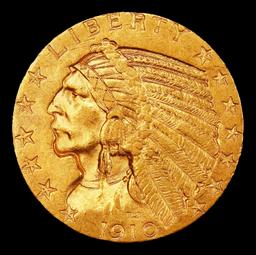 1910-s Gold Indian Half Eagle $5 ms64 USCG