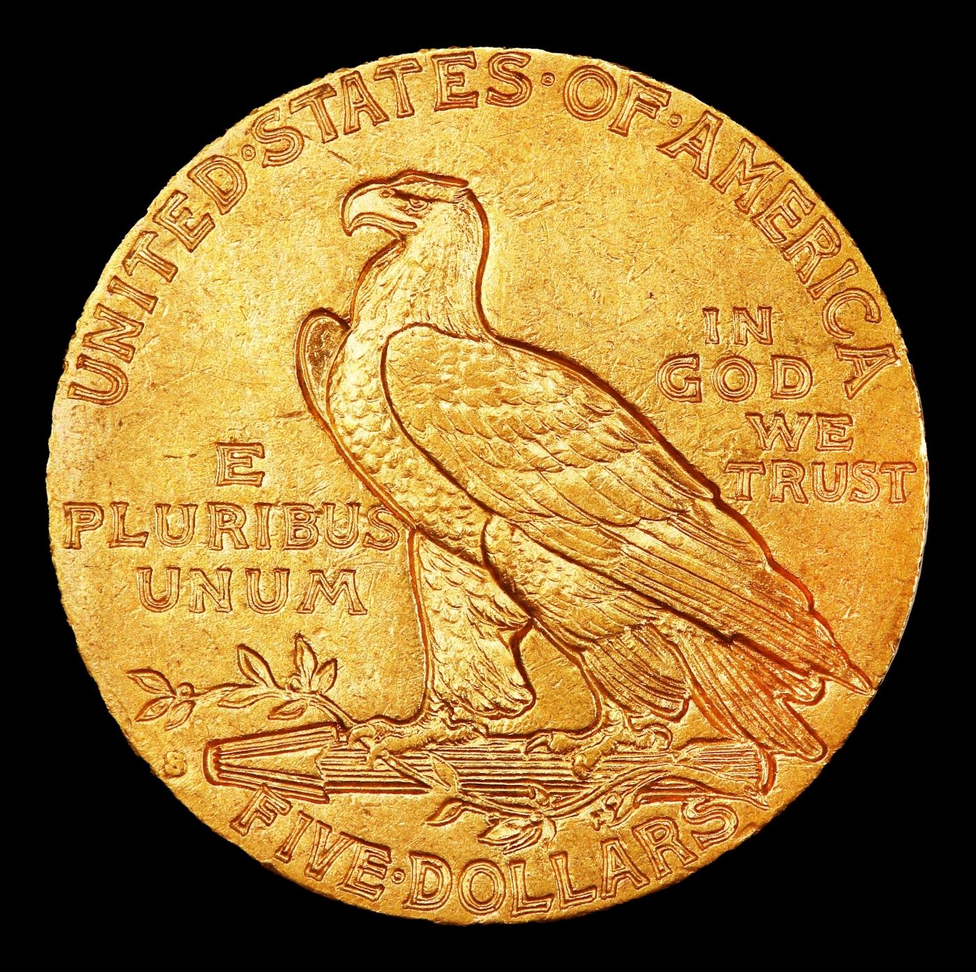 1910-s Gold Indian Half Eagle $5 ms64 USCG
