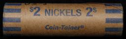BU Shotgun Jefferson 5c roll, 2003-d 40 pcs Bank $2 Nickel Wrapper