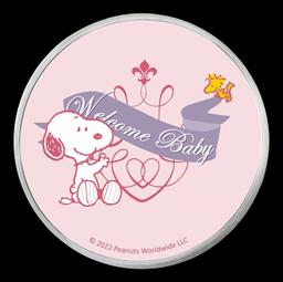 Snoopy & Woodstock "Welcome Baby Girl" Peanuts Colorized Style - 1 oz Silver Round Round