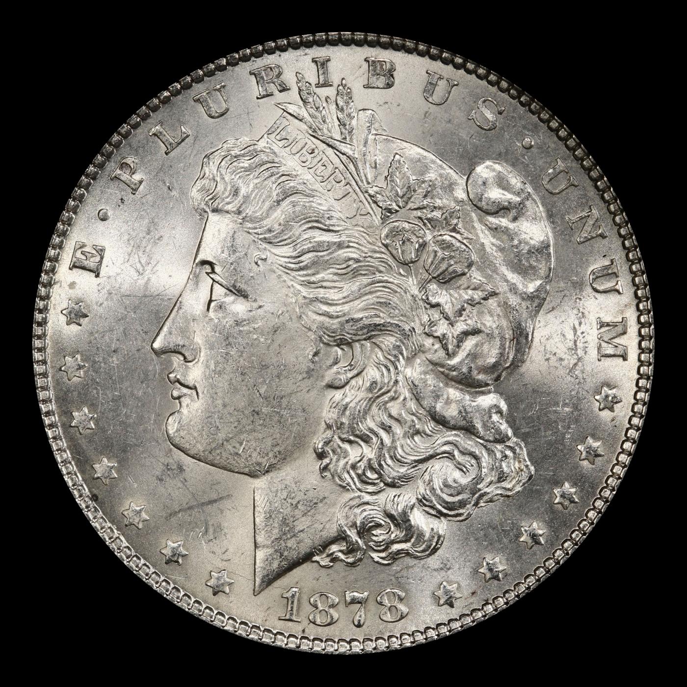 1878-p 7tf Morgan Dollar $1 Grades ms62