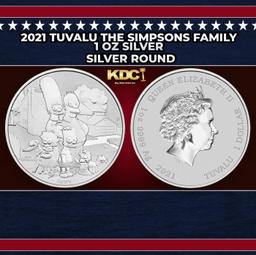 2021 Tuvalu The Simpsons Family - 1 oz Silver Round Round