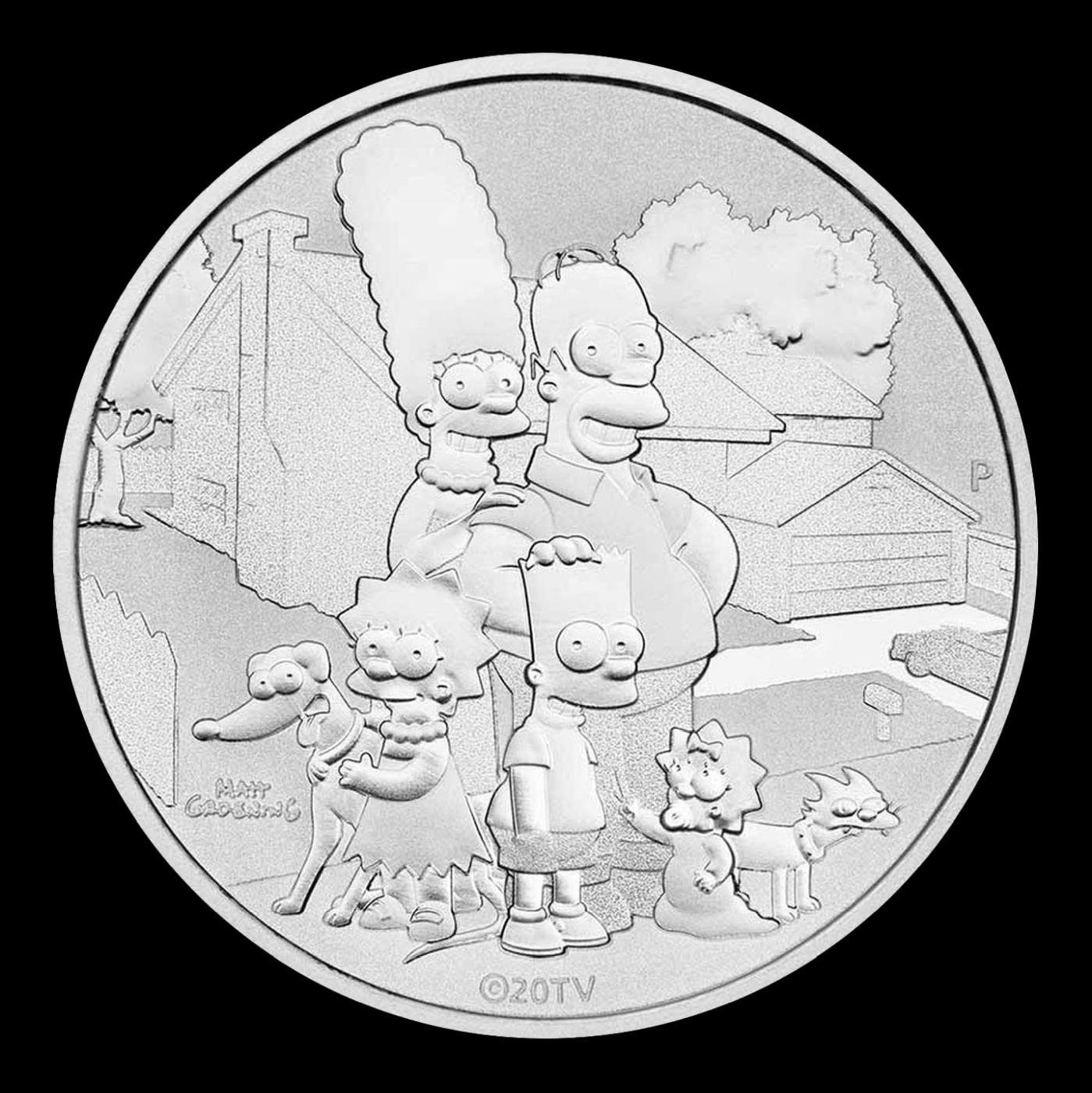 2021 Tuvalu The Simpsons Family - 1 oz Silver Round Round