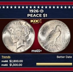 1926-d Peace Dollar $1 ms65+ SEGS