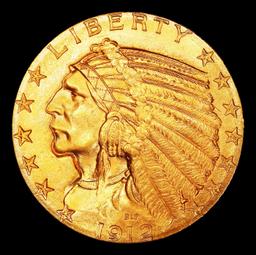 1912-p Gold Indian Half Eagle Near Top Pop! $5 ms65 USCG
