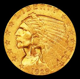 1929-p Gold Indian Quarter Eagle Near Top Pop! $2 1/2 ms66+ USCG