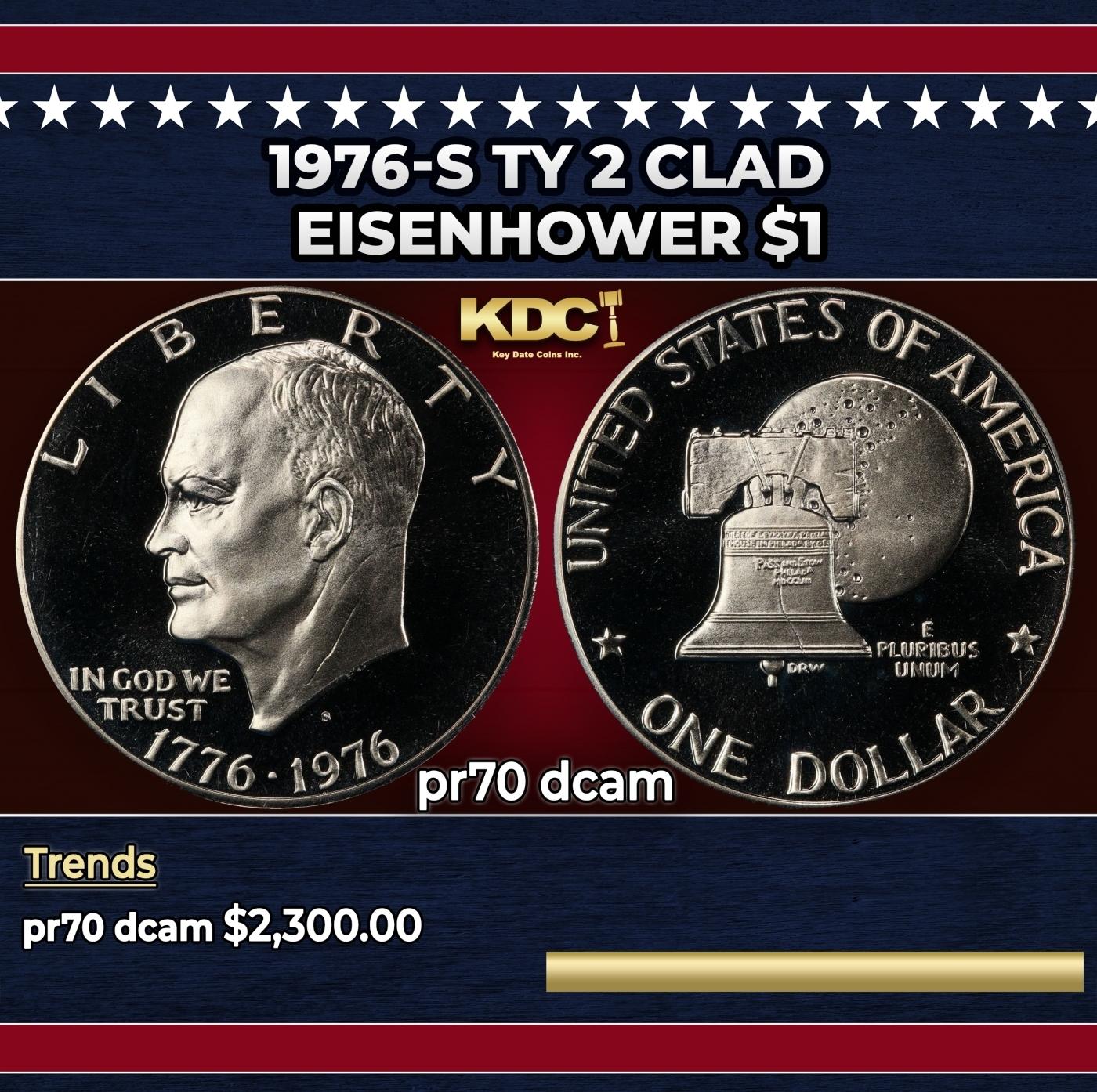 1976-s Ty 2 Clad Proof Eisenhower Dollar $1 pr70 dcam SEGS