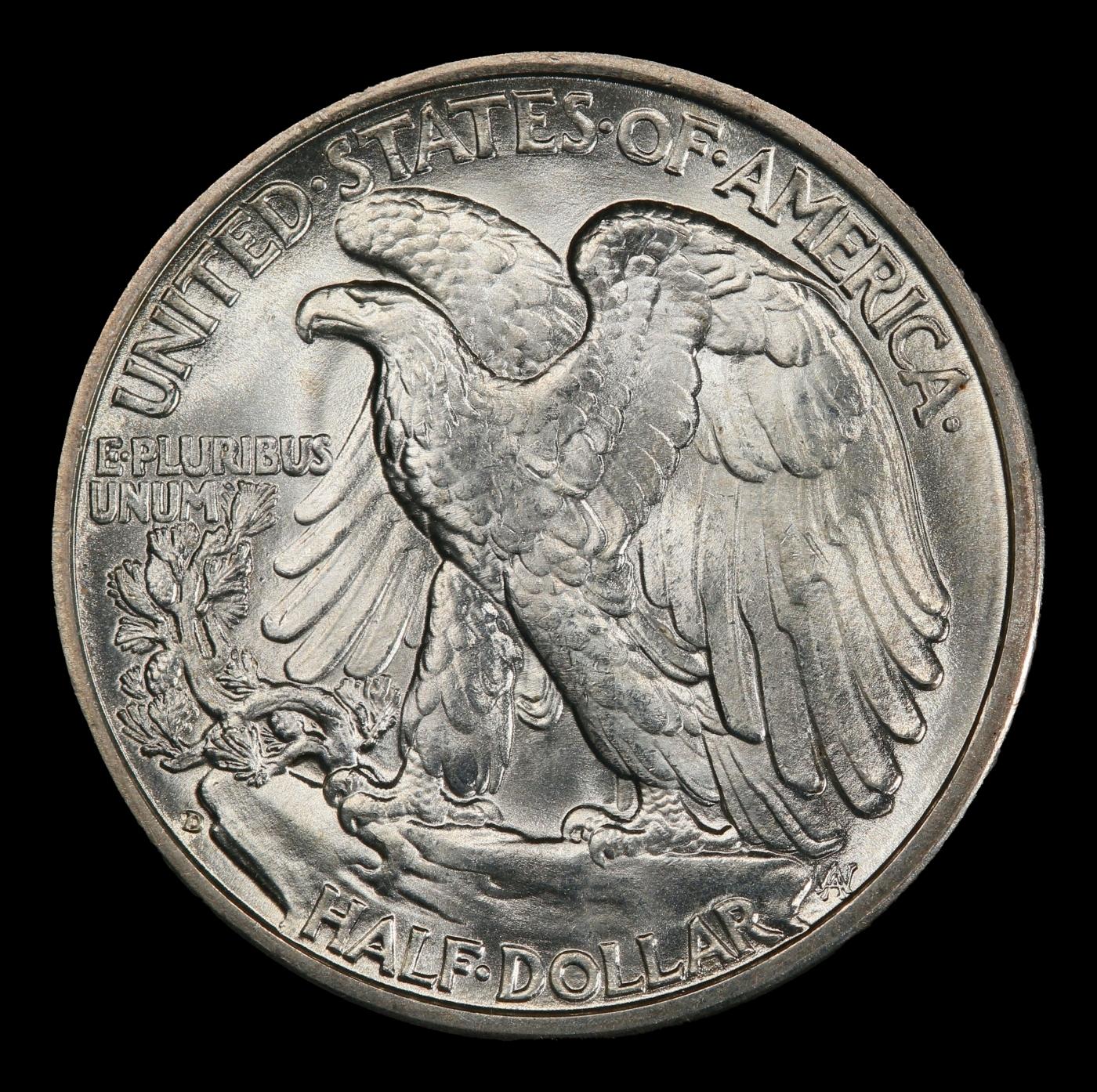 1936-d Walking Liberty Half Dollar Near Top Pop 50c ms66+ SEGS