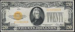 1928 $20 Gold Certificate FR-2402 Woods/Mellon Grades Choice AU/BU Slider
