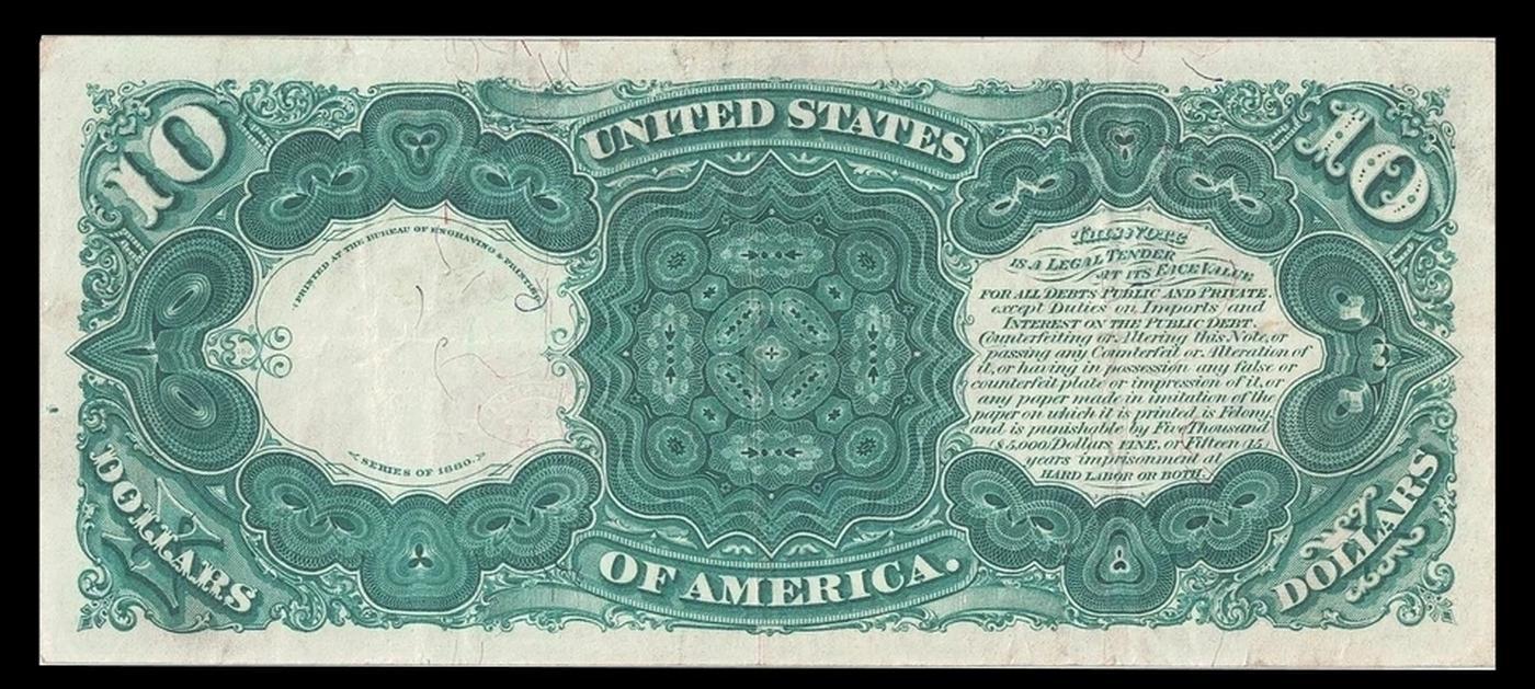 1880 $10 United States Note "Jackass Note" Grades Select AU Signatures Lyons/Roberts