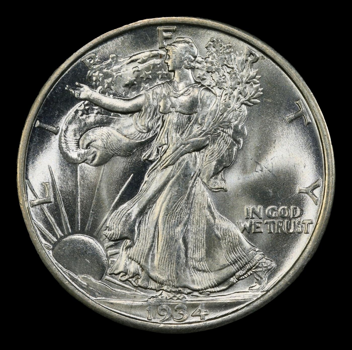 1934-d Walking Liberty Half Dollar Near Top Pop! 50c ms67 SEGS