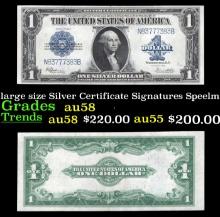 1923 $1 large size Silver Certificate Grades Choice AU/BU Slider Signatures Speelman/White