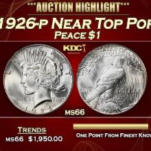 1926-p Peace Dollar Near Top Pop $1 ms66 SEGS