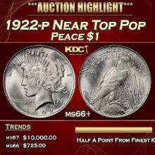 1922-p Peace Dollar Near Top Pop $1 ms66+ SEGS