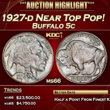1927-d Buffalo Nickel Near Top Pop! 5c ms66 SEGS