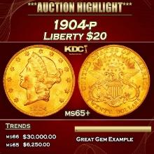 1904-p Gold Liberty Double Eagle $20 ms65+ SEGS