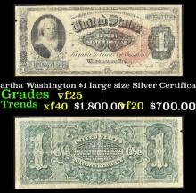1886 $1 large size Silver Certificate Martha Washington Grades vf+ FR-217